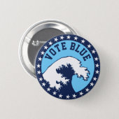 Badge Rond 5 Cm VOTE BLEU Démocratique Vague Bleue Politique (Devant & derrière)