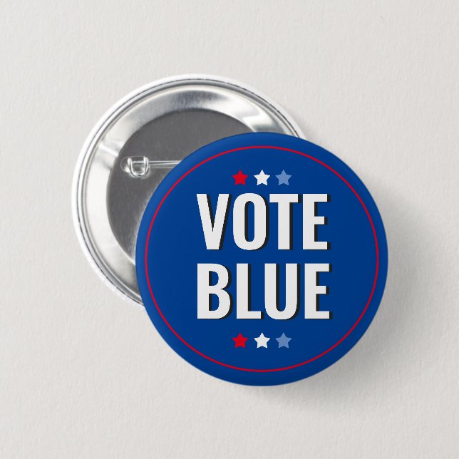 Badge Rond 5 Cm Vote Blue Bold Blue White Election (Devant & derrière)