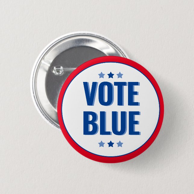 Badge Rond 5 Cm Vote Blue Bold Blue White Election (Devant & derrière)