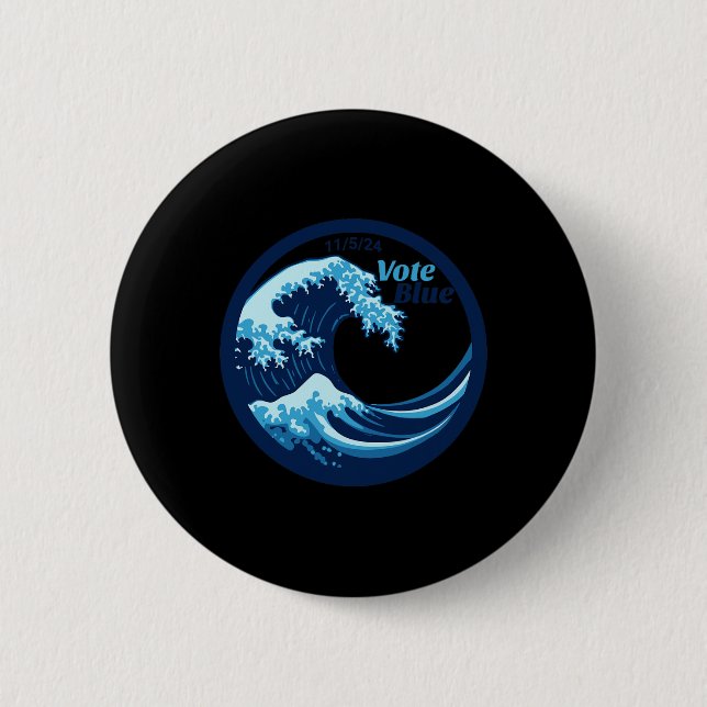 Badge Rond 5 Cm Vote Blue Wave Democrats Kamala Harris Election Da (Devant)