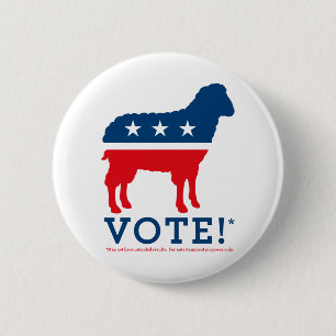 Badge Rond 5 Cm Vote ! Bouton de logo de partie de moutons