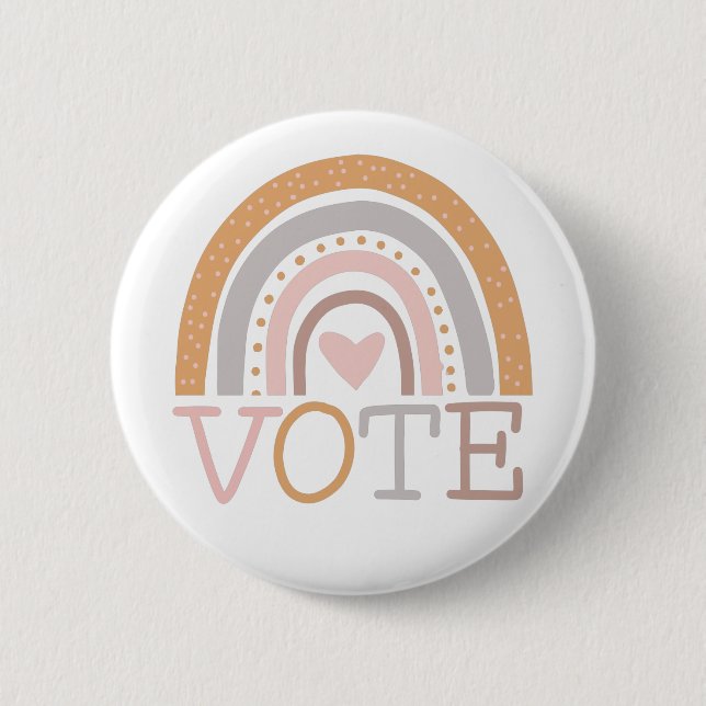 Badge Rond 5 Cm Vote | Cute Pastel Rainbow Text Design (Devant)