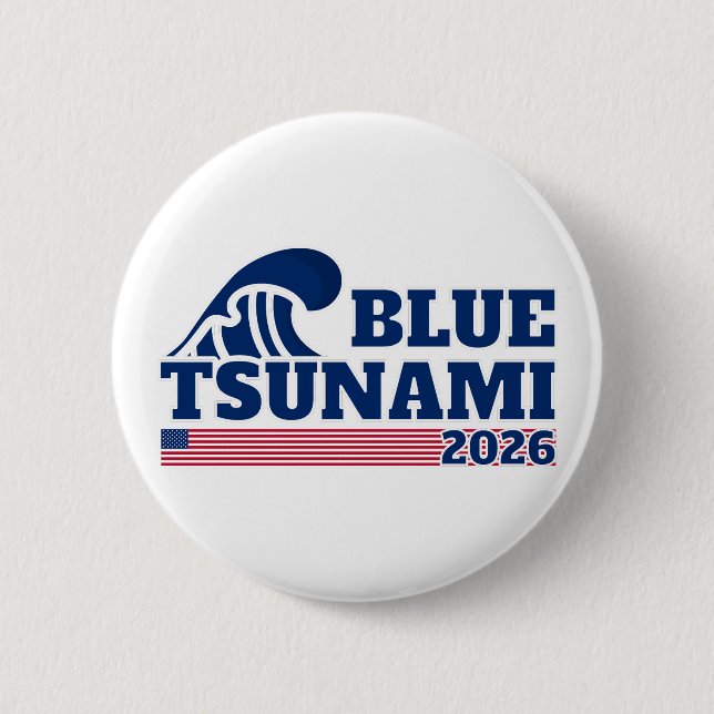 Badge Rond 5 Cm Vote Democrat Blue Wave 2026 (Devant)