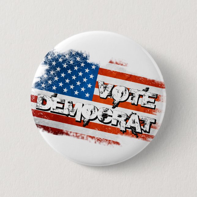 Badge Rond 5 Cm Vote Démocrate (Devant)