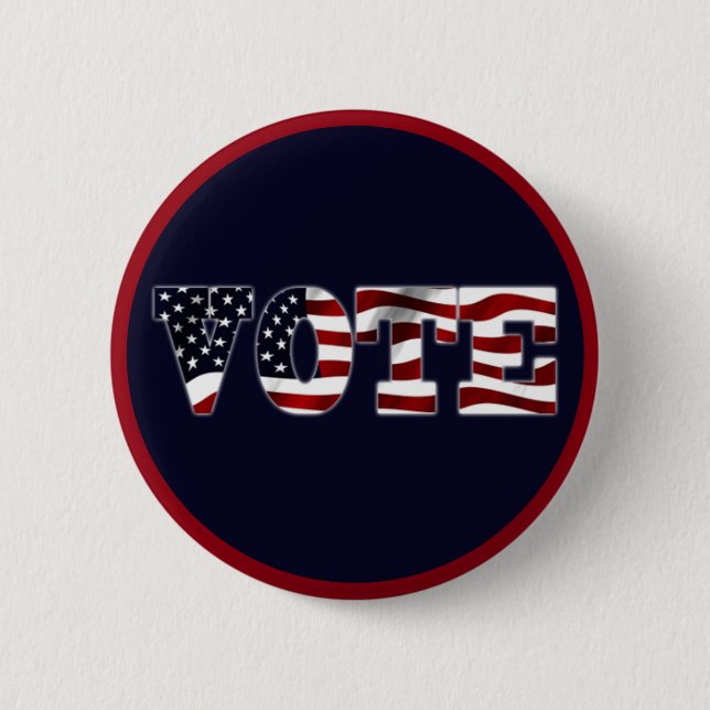 Badge Rond 5 Cm Vote drapeau américain design bleu rouge (Devant)