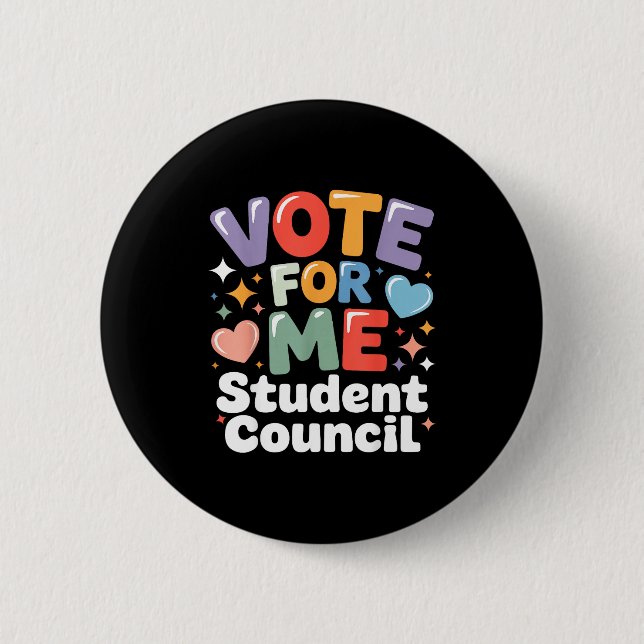 Badge Rond 5 Cm Vote For Me Student Council Vibes School Election  (Devant)