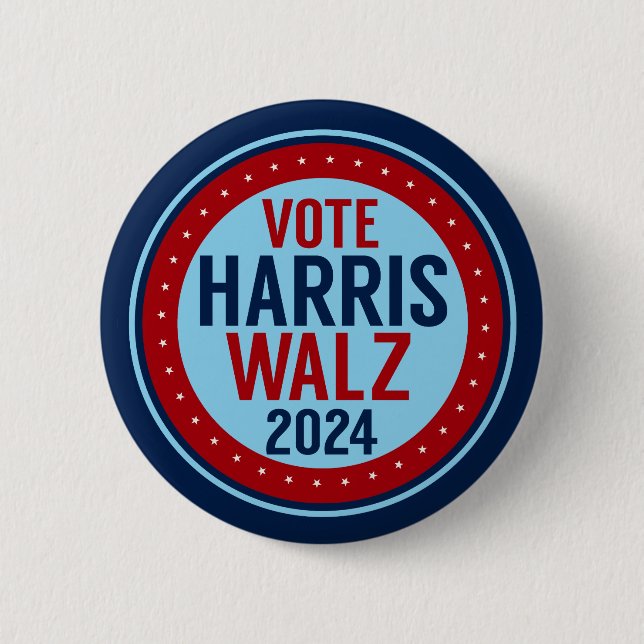 Badge Rond 5 Cm Vote Harris Walz pour l'élection présidentielle de (Devant)