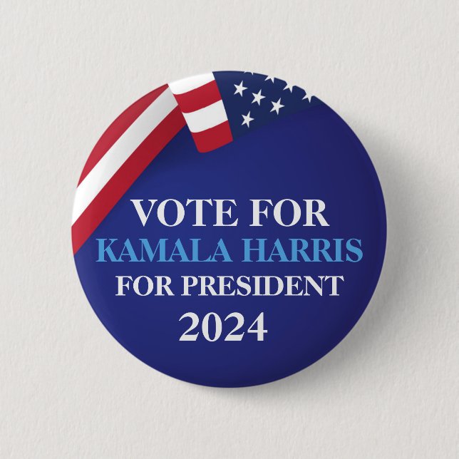 Badge Rond 5 Cm Vote Kamala Harris Pour Le Président 2024 (Devant)