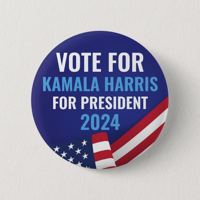 Badge Rond 5 Cm Vote Kamala Harris Pour Le Président 2024 (Devant)