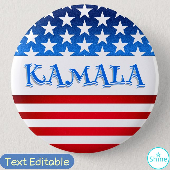 Badge Rond 5 Cm Vote Kamala Harris USA Drapeau Typographie Texte p (Créateur téléchargé)