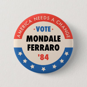 Badge Rond 5 Cm Vote Mondale/Ferraro '84