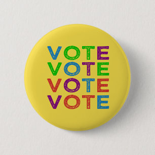 Badge Rond 5 Cm VOTE multicolore