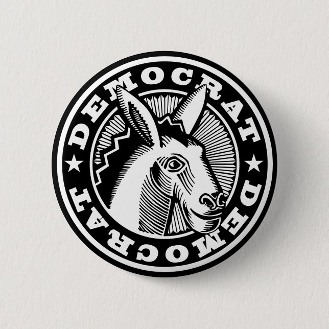 BADGE ROND 5 CM VOTE POUR DÉMOCRATE (Devant)