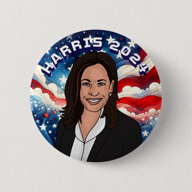 Badge Rond 5 Cm Vote pour Kamala Harris 2024 (Devant)