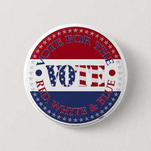 Badge Rond 5 Cm Vote pour le drapeau américain rouge, blanc et ble
