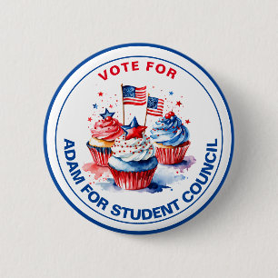 Badge Rond 5 Cm Vote pour le président de classe : cupcake