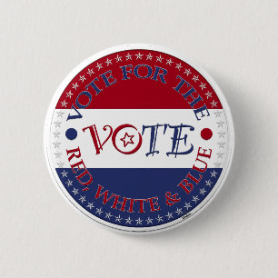 Badge Rond 5 Cm Vote pour le script de vote rouge, blanc et bleu