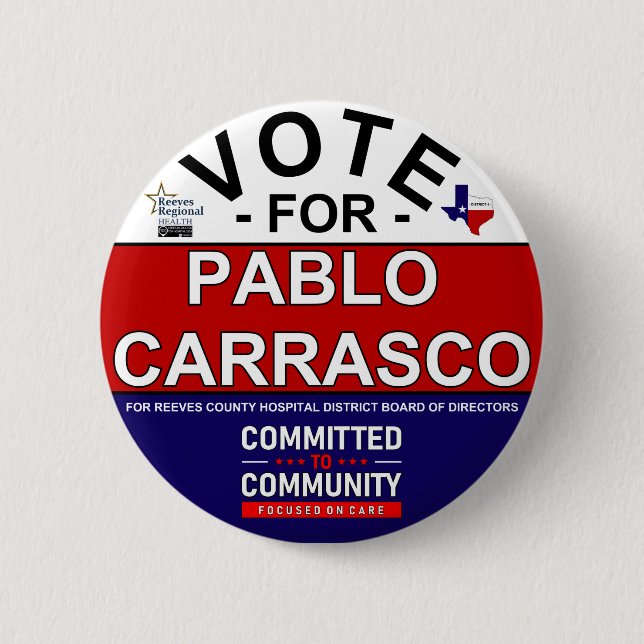 Badge Rond 5 Cm Vote pour Pablo Carrasco (Devant)