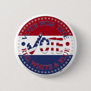 Badge Rond 5 Cm Vote Pour Red, White Blue USA Cochez Mark VOTE