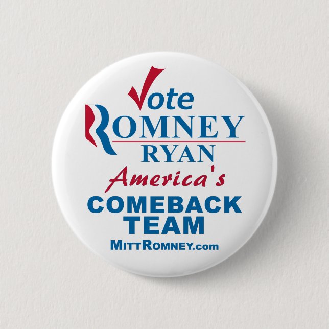 Badge Rond 5 Cm Vote Romney Ryan (Devant)