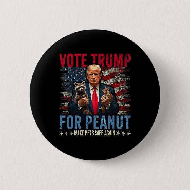 Badge Rond 5 Cm Vote Trump For Peanut L'Écureuil Rendre Les Animau (Devant)