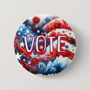 Badge Rond 5 Cm Votes patriotiques rouge, blanc et bleu