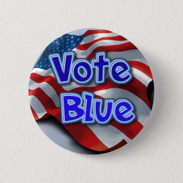 Badge Rond 5 Cm Votez Bleu (Devant)