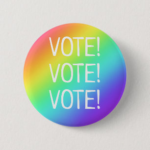 Badge Rond 5 Cm Votez ! Bouton arc-en-ciel