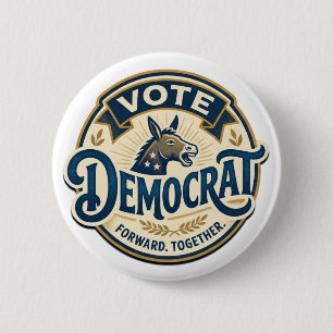 Badge Rond 5 Cm Votez Démocrate Ensemble – Vintage Patriotique