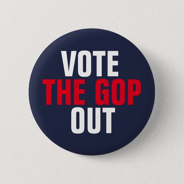 Badge Rond 5 Cm Votez le GOP Out Rouge Bleu Politique (Devant)