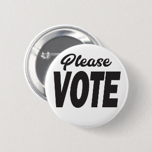 Badge Rond 5 Cm Votez simple Bouton noir et blanc