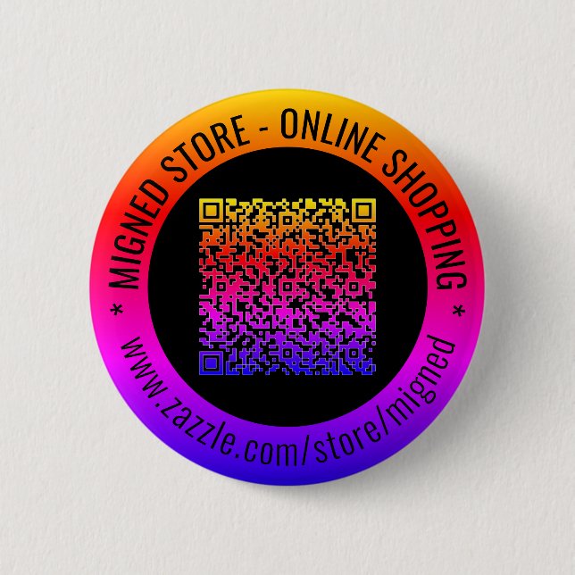 Badge Rond 5 Cm Votre code QR Texte personnalisé Bouton promotionn (Devant)