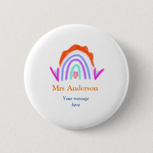 Badge Rond 5 Cm Votre message e ajouter nom de texte rainbow profe