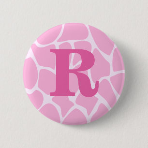 Badge Rond 5 Cm Votre monogramme de lettre. Coutume. Motif rose de