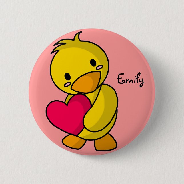 Badge Rond 5 Cm [Votre nom] bouton d'amour de Duckie (Devant)