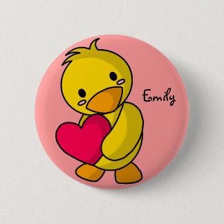 Badge Rond 5 Cm [Votre nom] bouton d'amour de Duckie