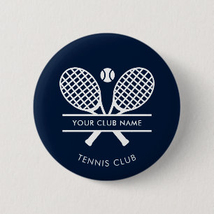 Badge Rond 5 Cm Votre nom Club Tennis Team Navy Blue Custom