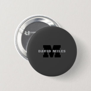 Badge Rond 5 Cm Votre nom ou nom d'entreprise Gris Masculin Mode