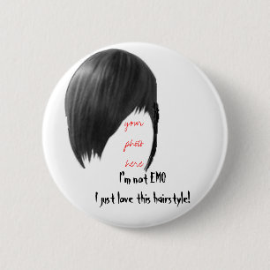 Badge Rond 5 Cm votre photo ici, je ne suis pas amour d'EMO I