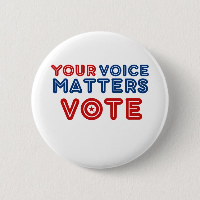 Badge Rond 5 Cm Votre voix compte VOTER Démocratie (Devant)