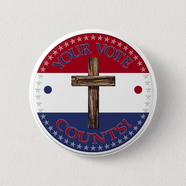 Badge Rond 5 Cm Votre Vote Compte avec Croix (Devant)