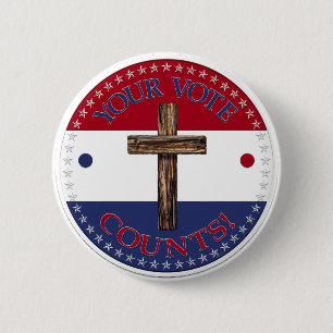 Badge Rond 5 Cm Votre vote compte avec Cross