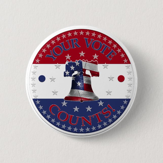 Badge Rond 5 Cm Votre Vote Compte Liberty Bell (Devant)