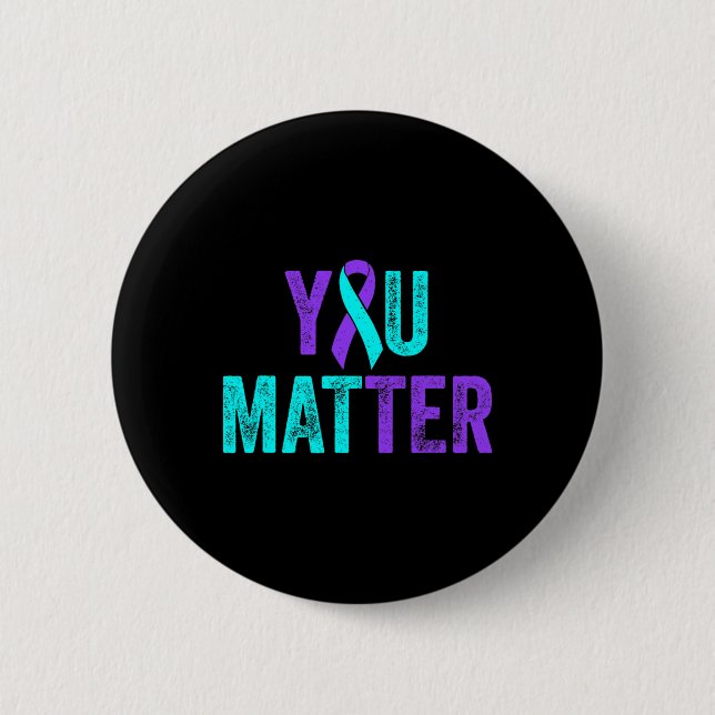 Badge Rond 5 Cm Vous Comptez Prévention Suicide Turquoises Purple (Devant)