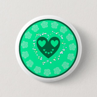 Badge Rond 5 Cm Vous êtes aimé - Cœur et roses - Bouton épinglé