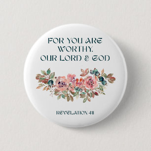 Badge Rond 5 Cm Vous êtes digne — Bouton floral aquarelle