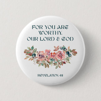 Badge Rond 5 Cm Vous êtes digne — Bouton floral aquarelle