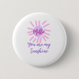 Badge Rond 5 Cm vous êtes mon soleil violet rose pastel rayons de