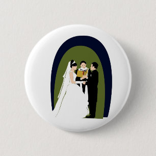Badge Rond 5 Cm Vows, Mariée, Groom et Officier