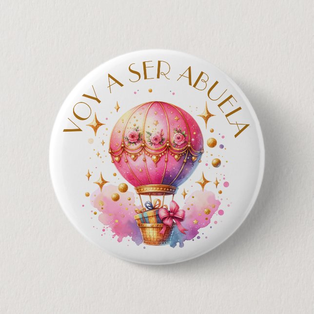 Badge Rond 5 Cm Voy a ser abuela Hot Air Balloon Baby shower (Devant)